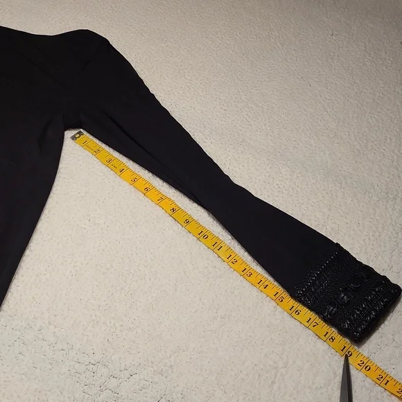 Bailey 44 Mini Layered Sheath Dress Long Sleeves Vegan Leather / Sz S / Black - Picture 15 of 16